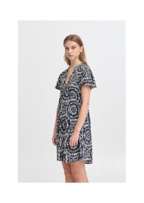 ICHI Aya Dress in Total Eclipse Ikat by ICHI