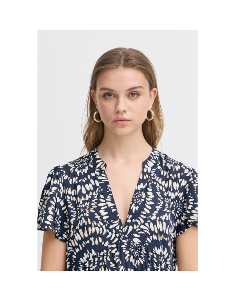 ICHI Aya Dress in Total Eclipse Ikat by ICHI