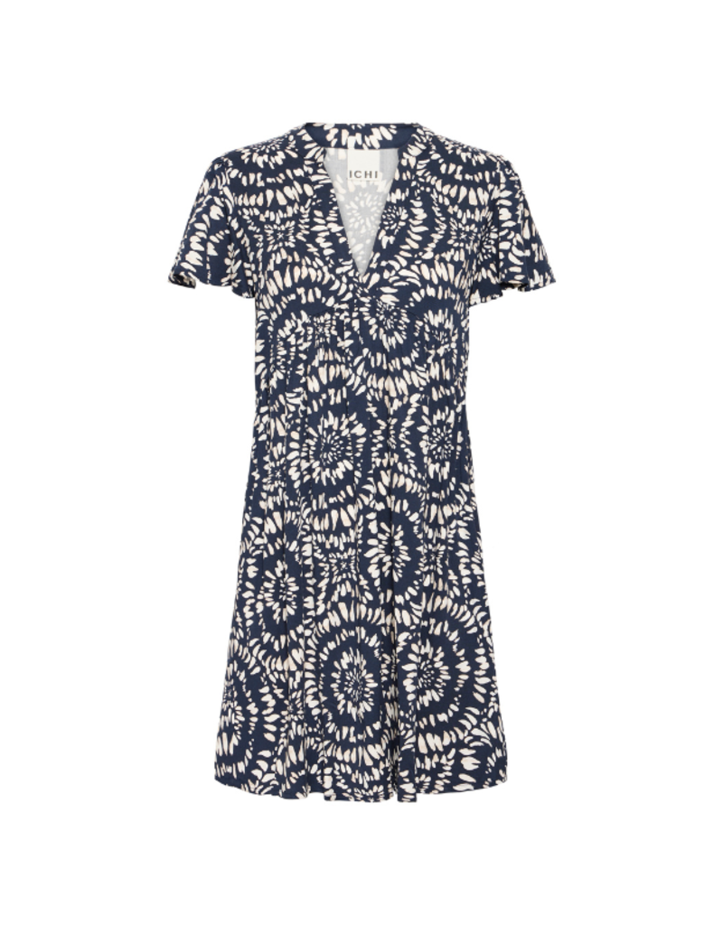 ICHI Aya Dress in Total Eclipse Ikat by ICHI