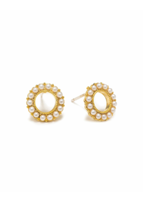 Lover's Tempo Kismet Stud Earrings in White Opal by Lover's Tempo