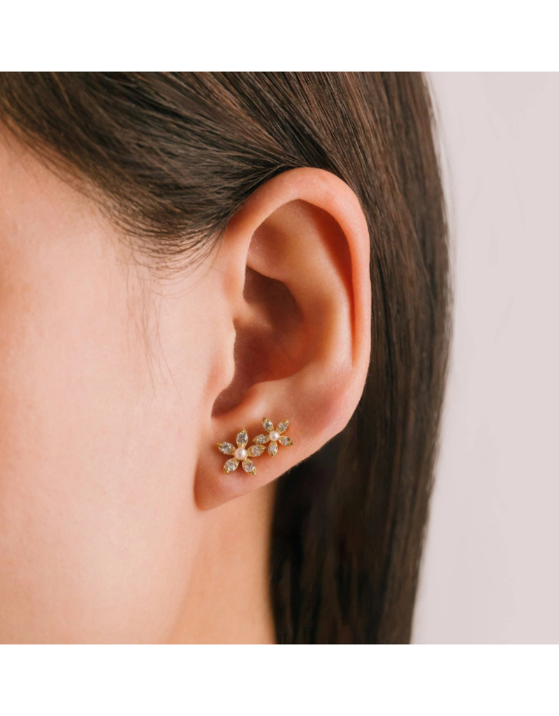 Lover's Tempo Lily Climber Earrings in Clear by Lover's Tempo