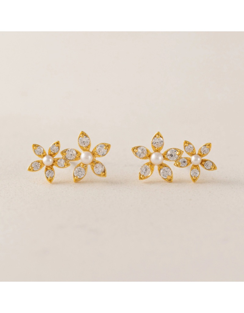 Lover's Tempo Lily Climber Earrings in Clear by Lover's Tempo