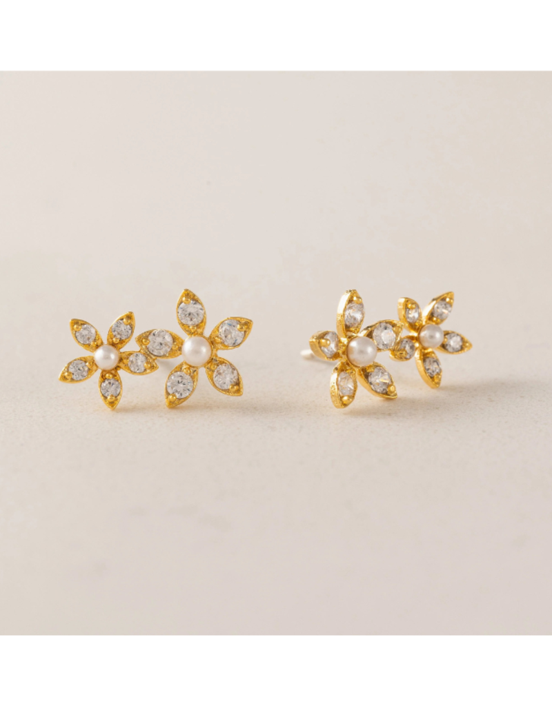 Lover's Tempo Lily Climber Earrings in Clear by Lover's Tempo