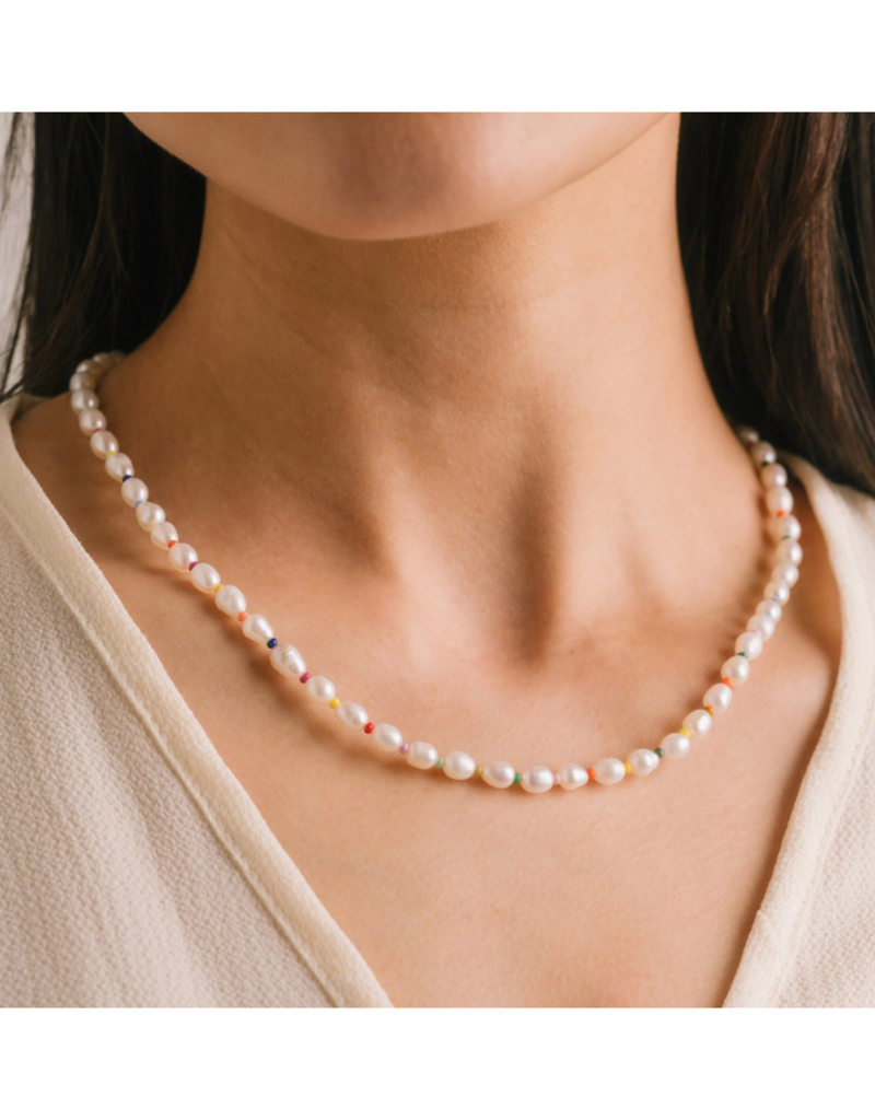 Lover's Tempo Rainbow Pearl Waterproof Necklace by Lover's Tempo
