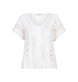 Esqualo Cropped Knit Top in Off White by Esqualo