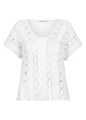 Esqualo Cropped Knit Top in Off White by Esqualo
