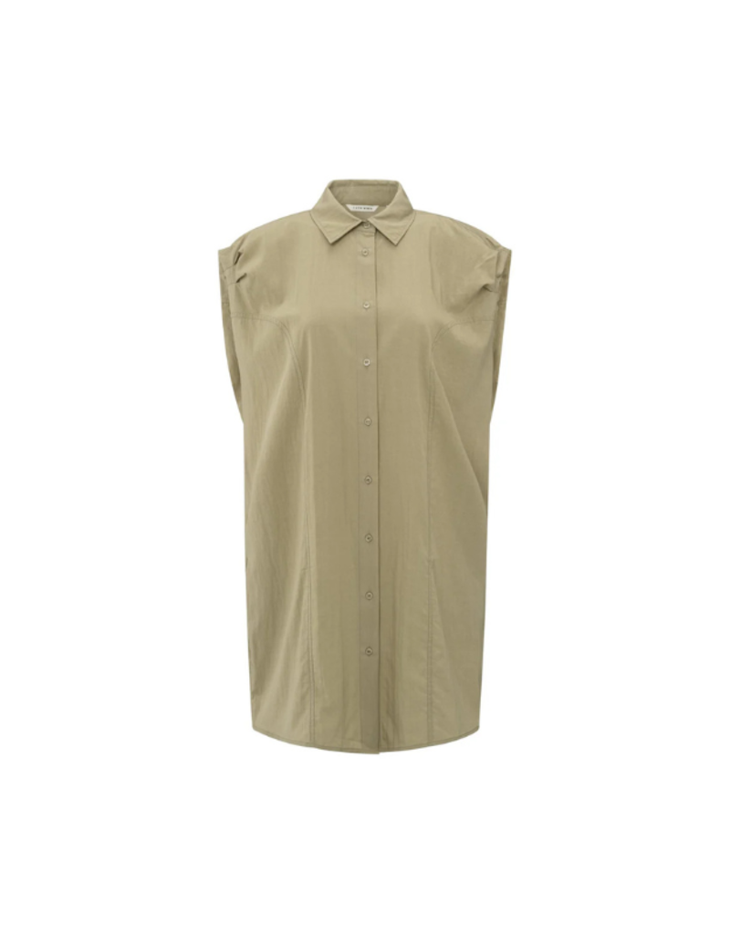 YAYA Sleeveless Dress with Cut Seams in Soft Green by YAYA