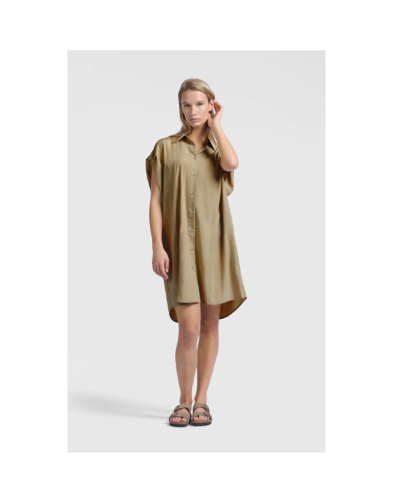 YAYA Sleeveless Dress with Cut Seams in Soft Green by YAYA