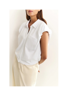 YAYA Jersey Puff Blouse in Pure White by YAYA