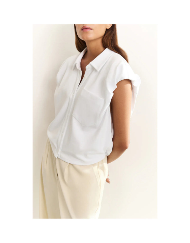 YAYA Jersey Puff Blouse in Pure White by YAYA