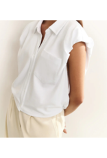 YAYA Jersey Puff Blouse in Pure White by YAYA