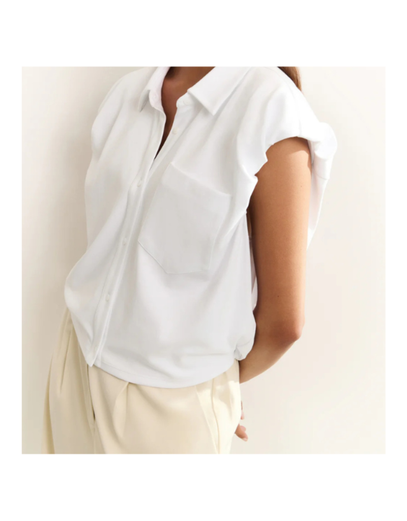 YAYA Jersey Puff Blouse in Pure White by YAYA