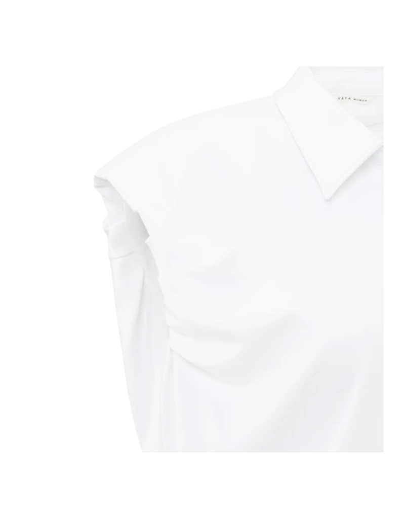 YAYA Jersey Puff Blouse in Pure White by YAYA