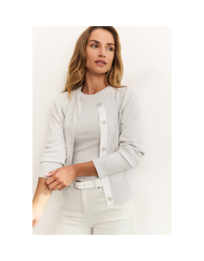 YAYA Batwing Cardigan in Contrast Grey Melange by YAYA