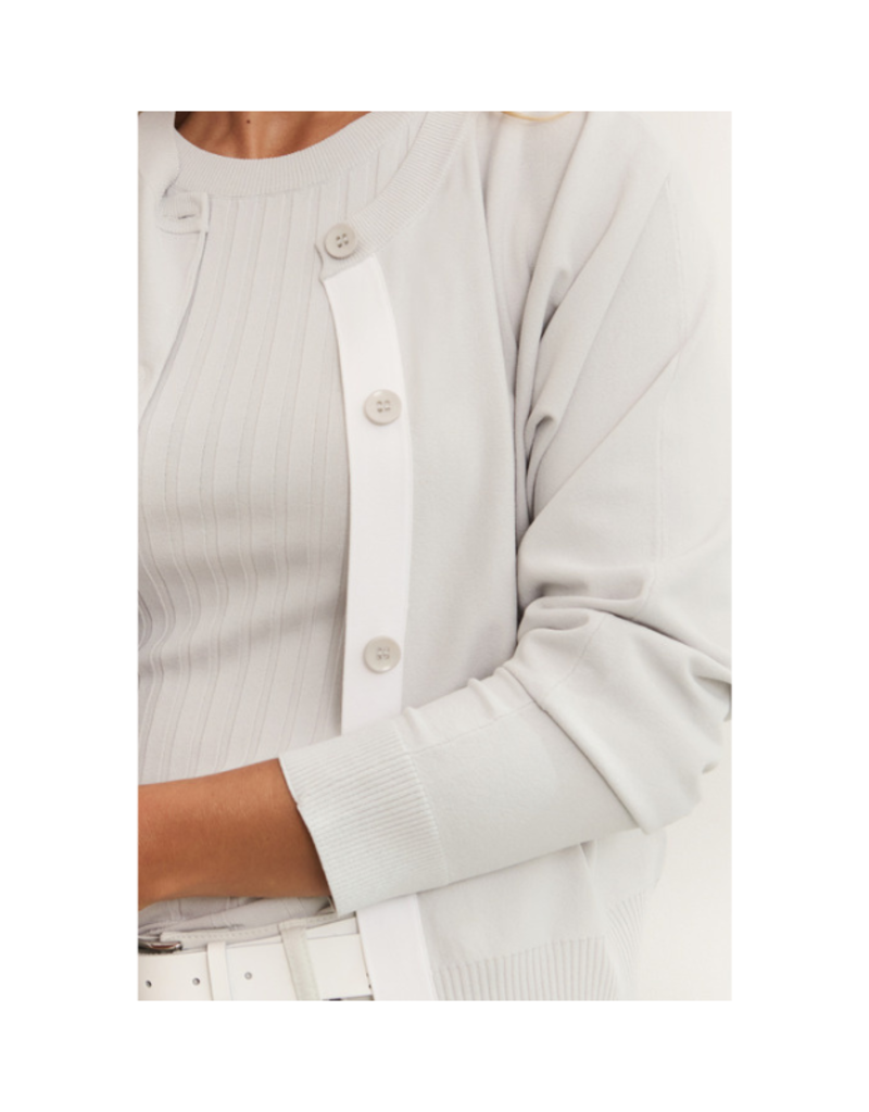 YAYA Batwing Cardigan in Contrast Grey Melange by YAYA