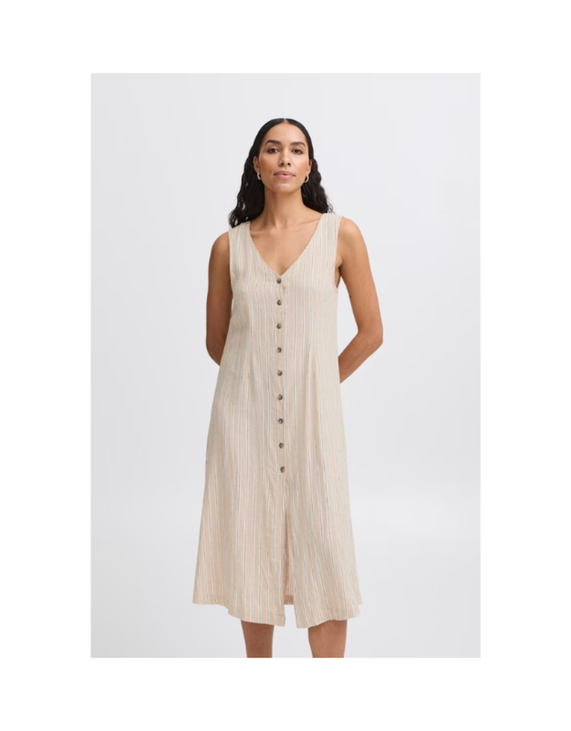 b.young Falakka Button Dress in Hummus Stripe by b.young