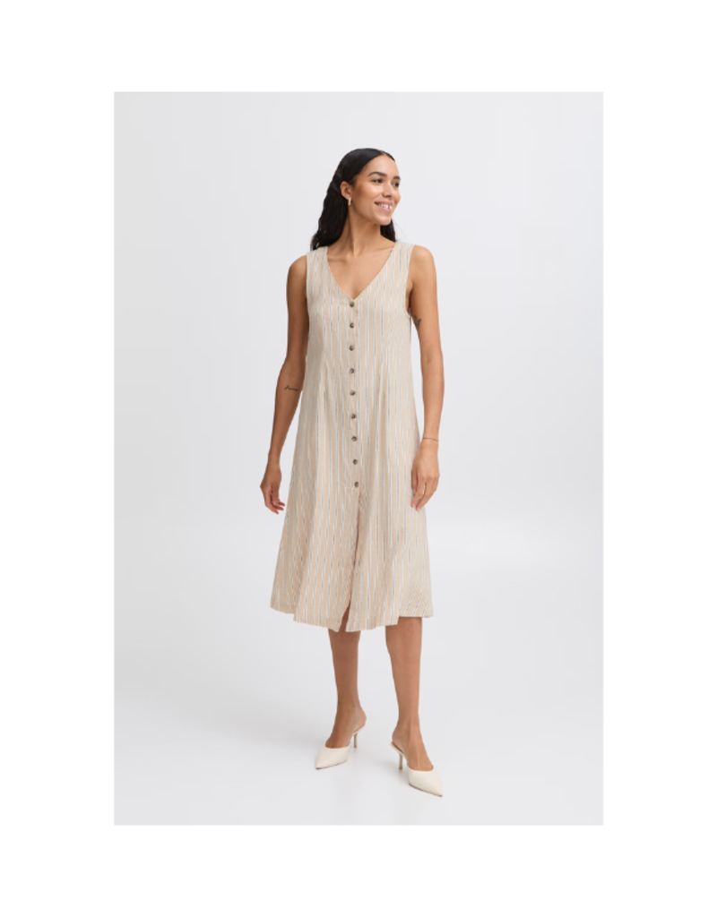 b.young Falakka Button Dress in Hummus Stripe by b.young