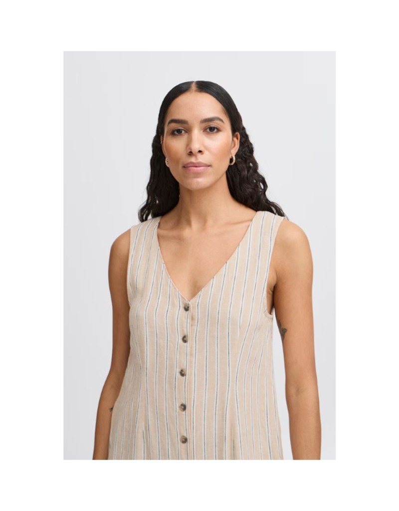 b.young Falakka Button Dress in Hummus Stripe by b.young