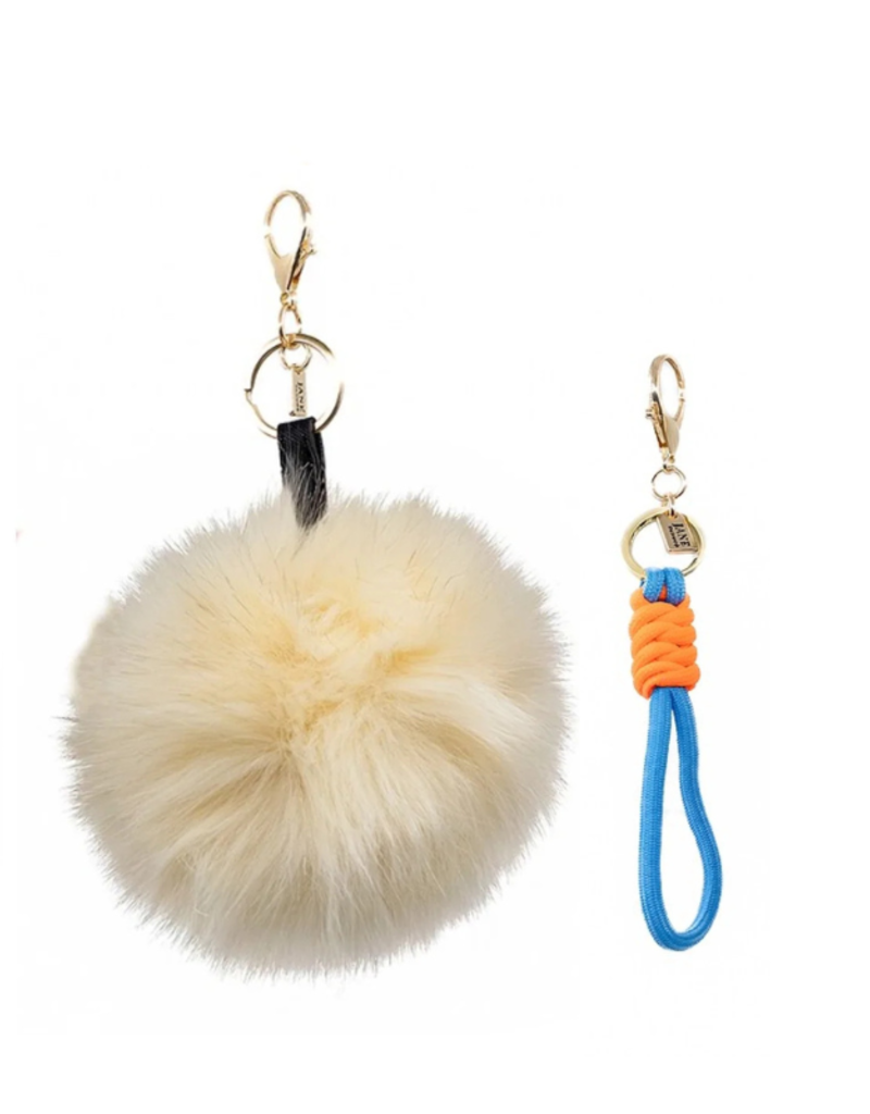 Jane The Brand The Buffy Bag Charm  - Cream Pom + Cord