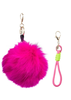 Jane The Brand The Buffy Bag Charm  - Hot Pink Pom + Cord