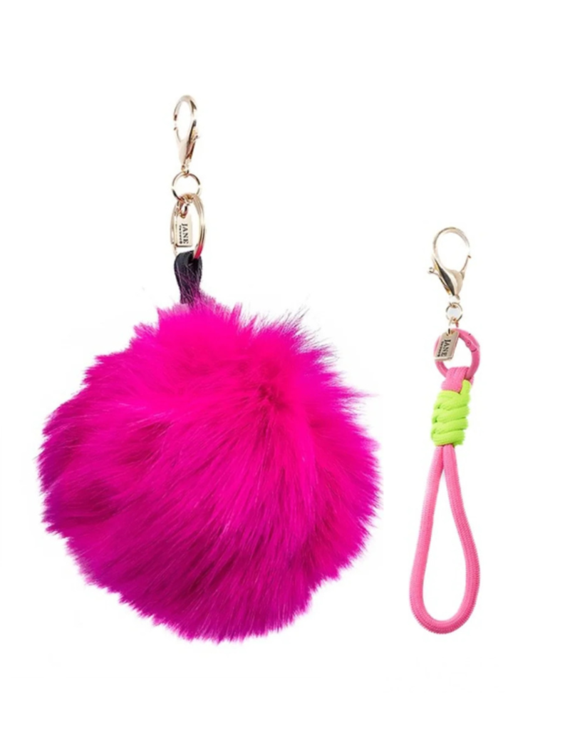Jane The Brand The Buffy Bag Charm  - Hot Pink Pom + Cord