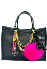 Jane The Brand The Buffy Bag Charm  - Hot Pink Pom + Cord