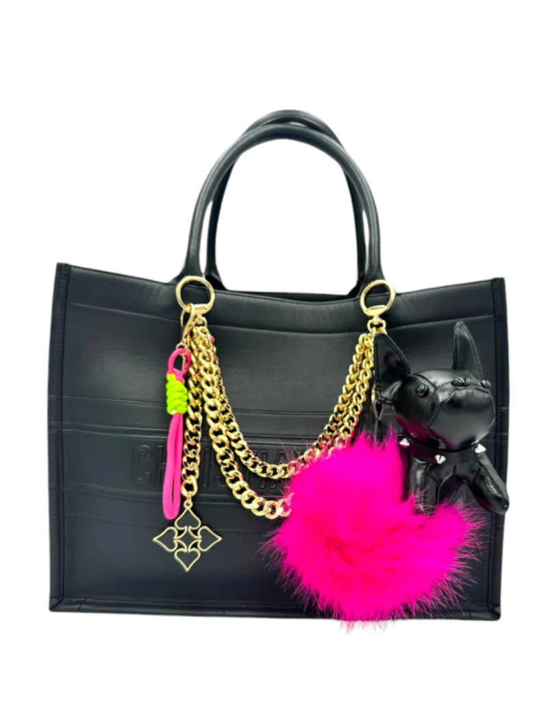 Jane The Brand The Buffy Bag Charm  - Hot Pink Pom + Cord