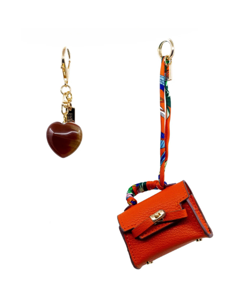 Jane The Brand The Dellacort Bag Charm  - Mini Birkin Orange + Heart