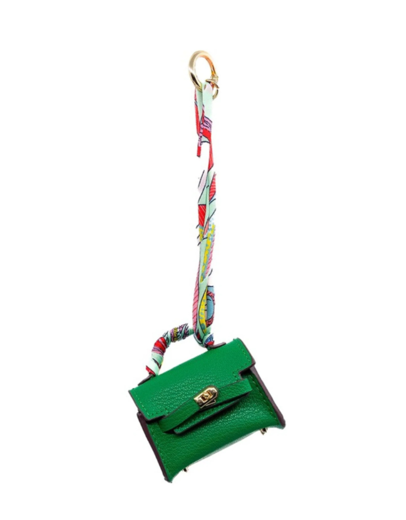 Jane The Brand The Dellacort Bag Charm  - Mini Birkin Green + Heart
