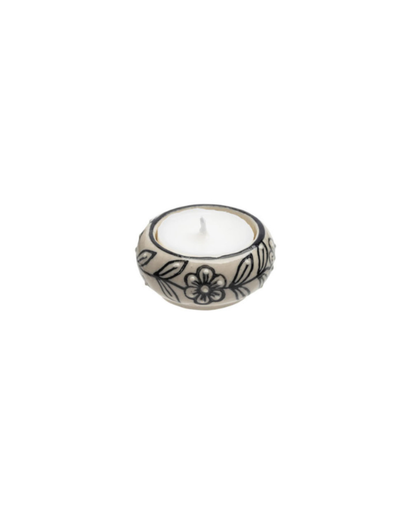 Black Flower Tealight Holder