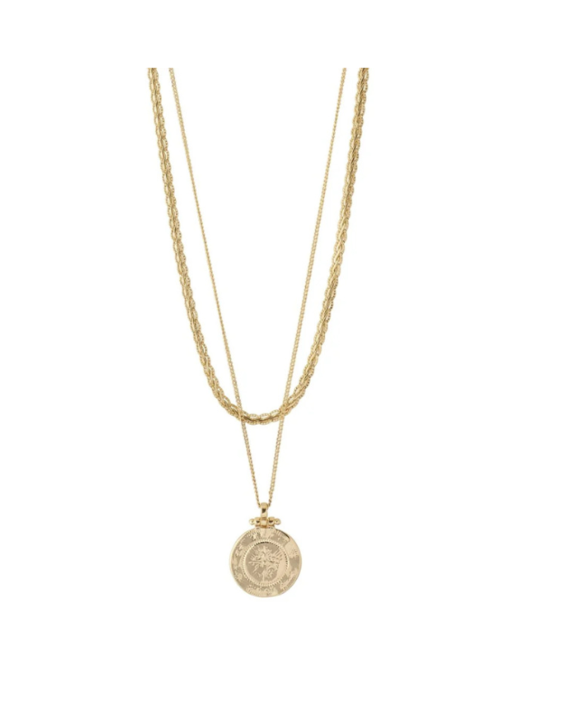 PILGRIM Nomad Coin Necklace in Gold by Pilgrim