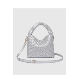 Louenhide Gabby Mini Woven Crossbody in Silver by Louenhide