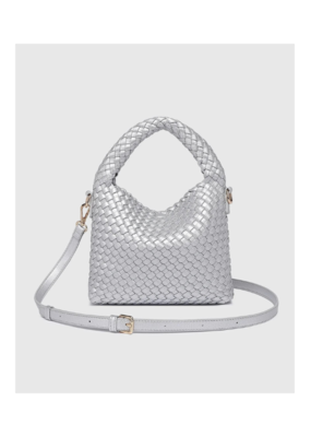 Louenhide Gabby Mini Woven Crossbody in Silver by Louenhide