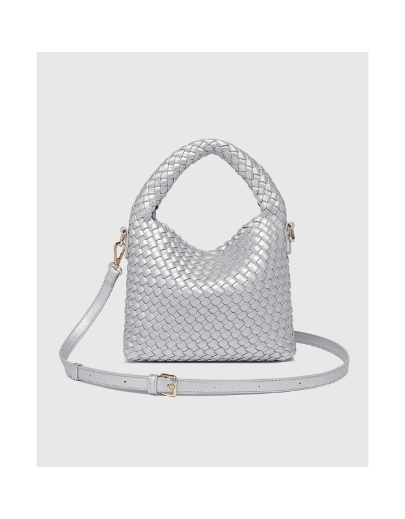 Louenhide Gabby Mini Woven Crossbody in Silver by Louenhide