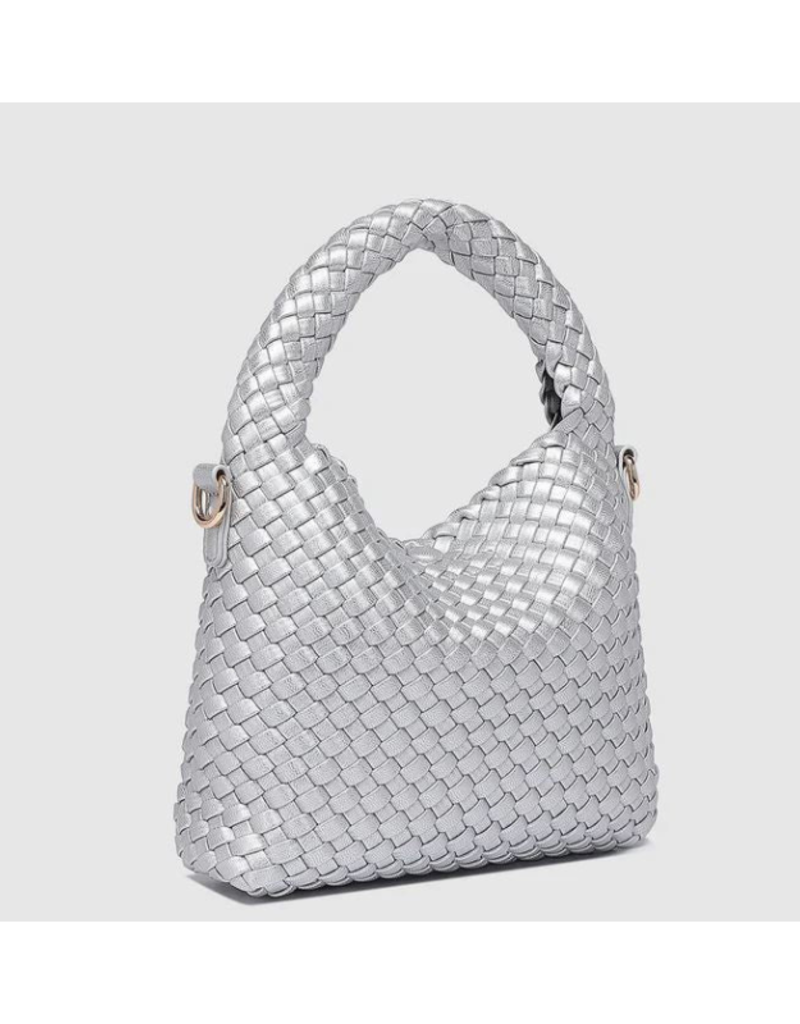Louenhide Gabby Mini Woven Crossbody in Silver by Louenhide