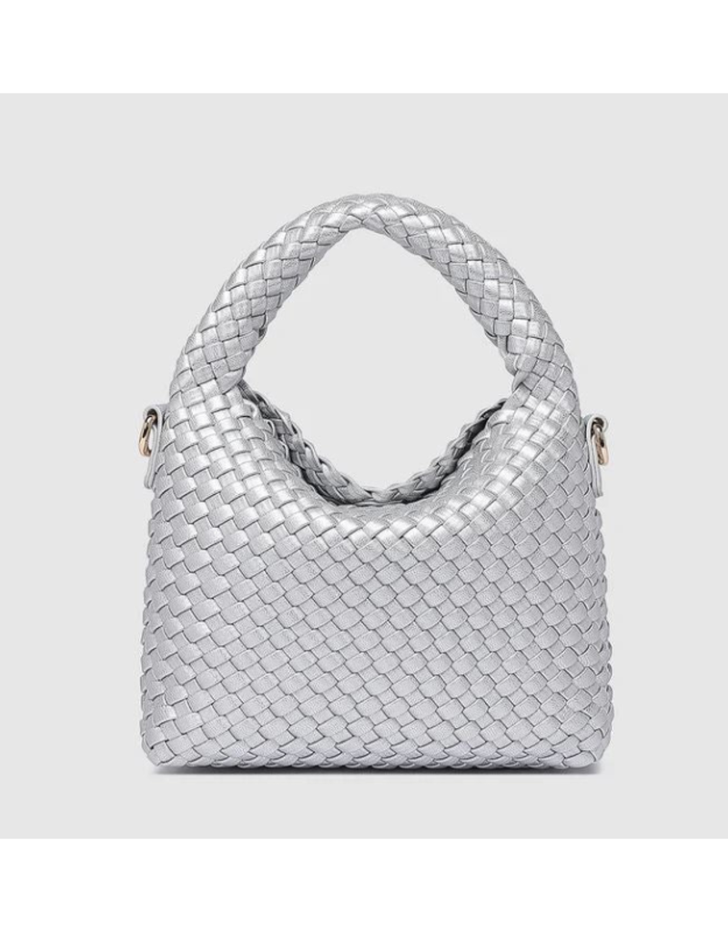 Louenhide Gabby Mini Woven Crossbody in Silver by Louenhide