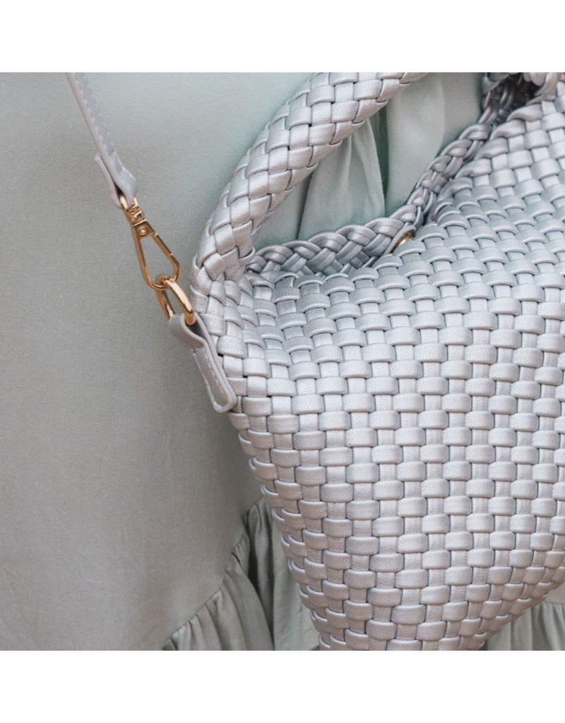 Louenhide Gabby Mini Woven Crossbody in Silver by Louenhide