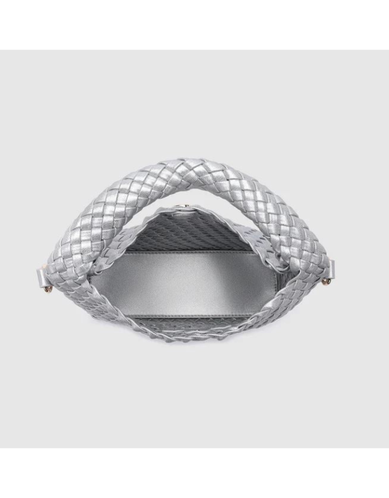 Louenhide Gabby Mini Woven Crossbody in Silver by Louenhide