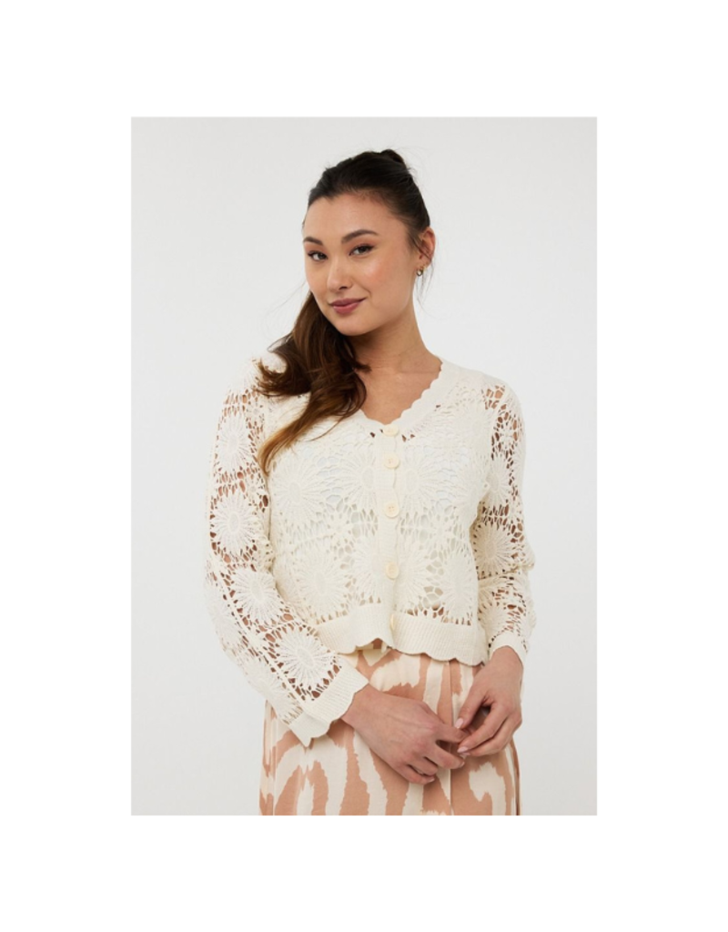 Esqualo Crochet Cardigan in Natural by Esqualo