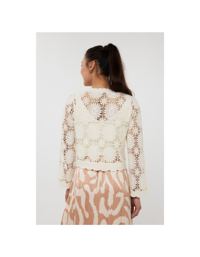 Esqualo Crochet Cardigan in Natural by Esqualo