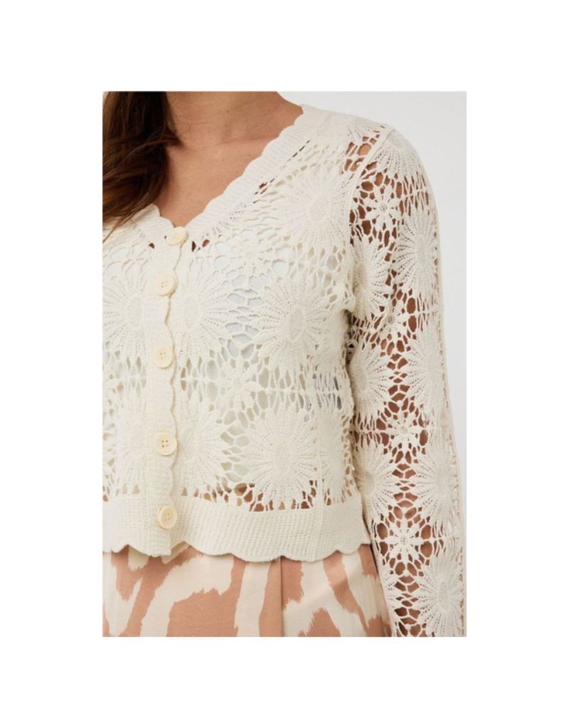 Esqualo Crochet Cardigan in Natural by Esqualo
