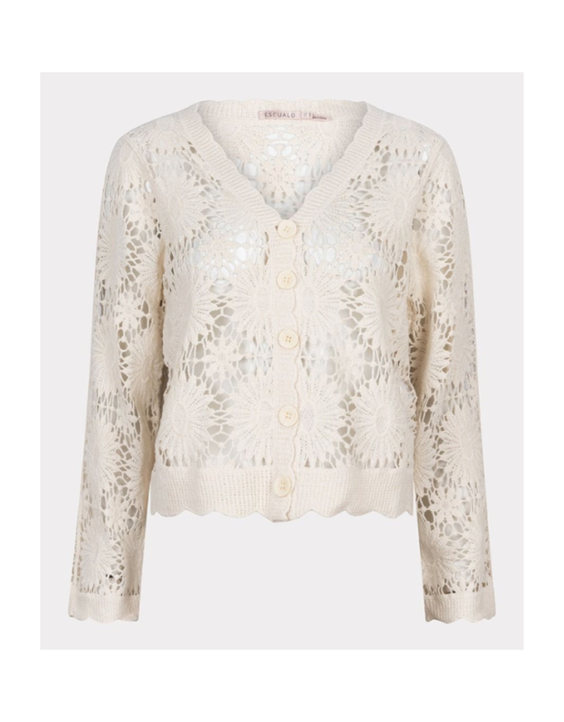 Esqualo Crochet Cardigan in Natural by Esqualo