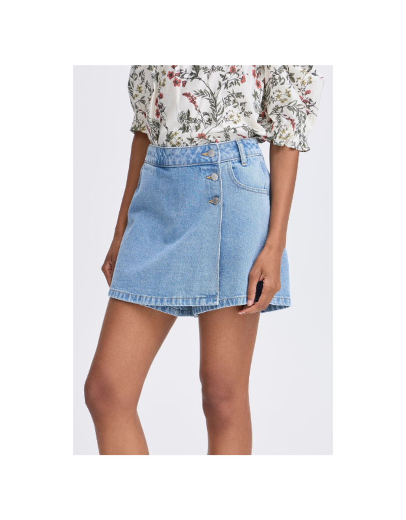 b.young Kallie Denim Skort in Light Blue by b.young