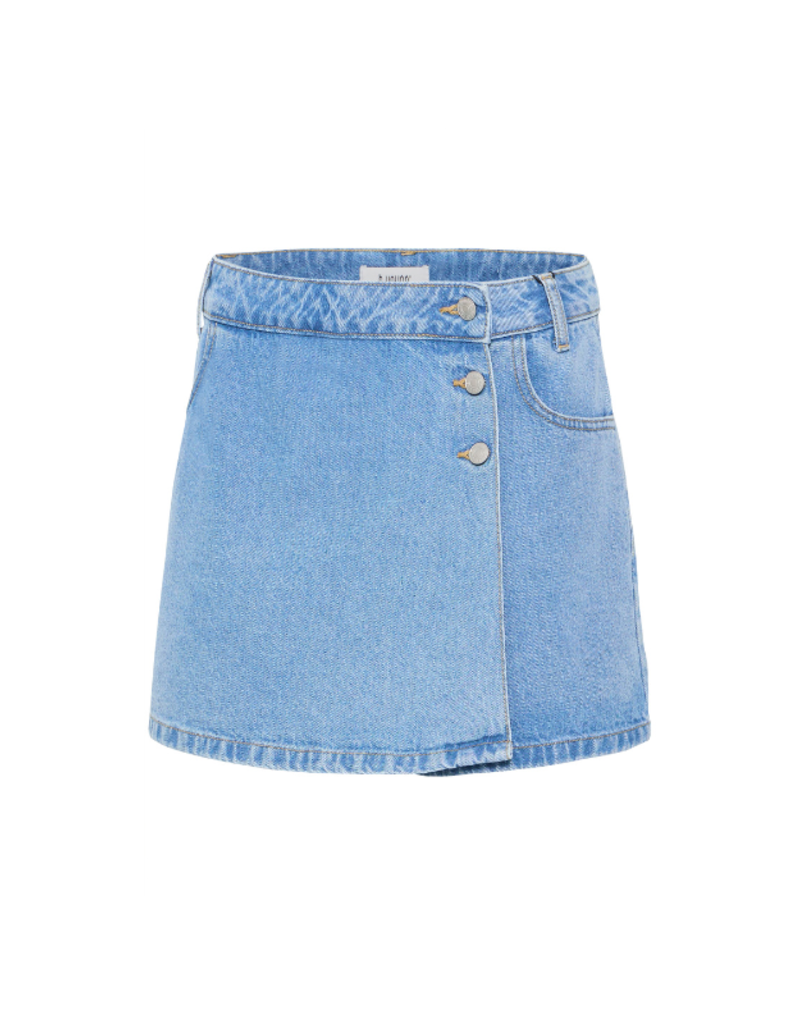 b.young Kallie Denim Skort in Light Blue by b.young