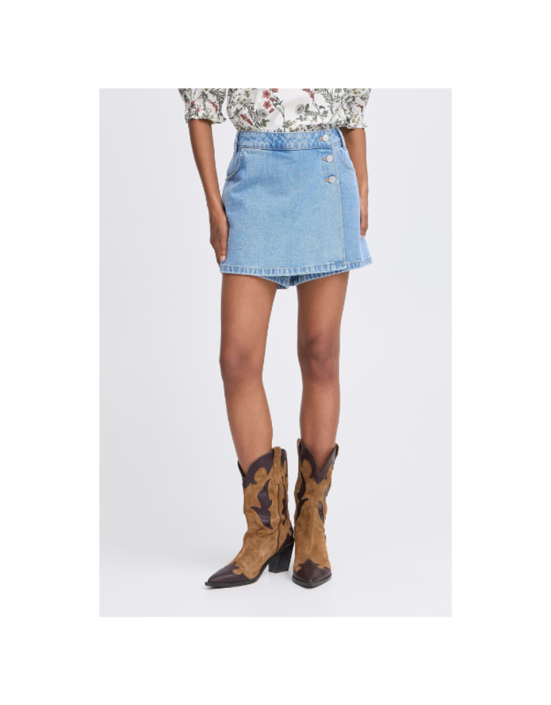 b.young Kallie Denim Skort in Light Blue by b.young