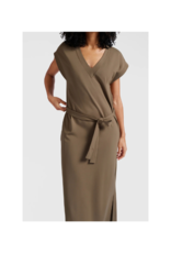 YAYA V-Neck T-Shirt Dress in Caribou Brown by YAYA