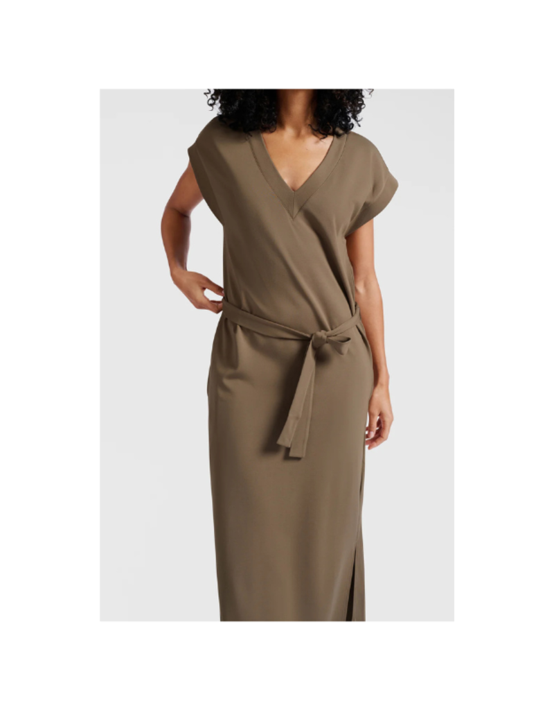 YAYA V-Neck T-Shirt Dress in Caribou Brown by YAYA