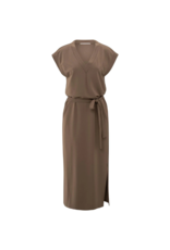 YAYA V-Neck T-Shirt Dress in Caribou Brown by YAYA