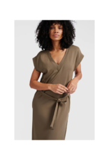 YAYA V-Neck T-Shirt Dress in Caribou Brown by YAYA