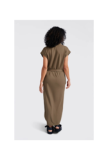 YAYA V-Neck T-Shirt Dress in Caribou Brown by YAYA